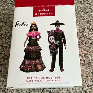 Hallmark Dia de los Muertos Barbie and Ken Ornament Set